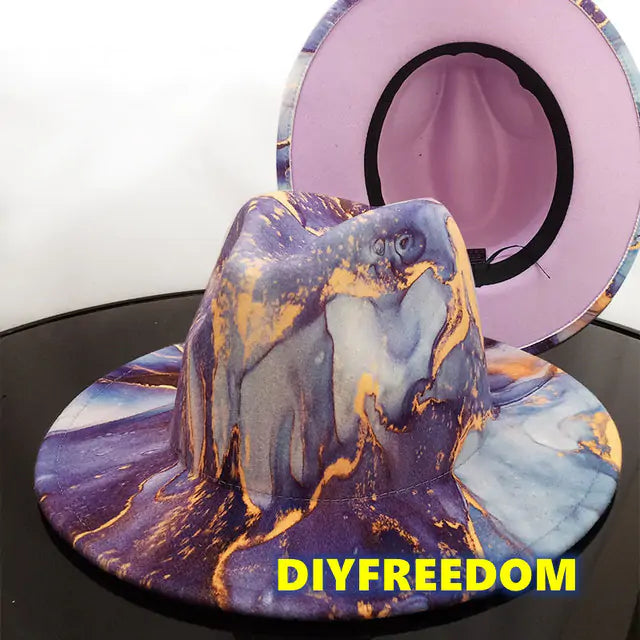 Natural Landscape Tie-dye Fedora Hat