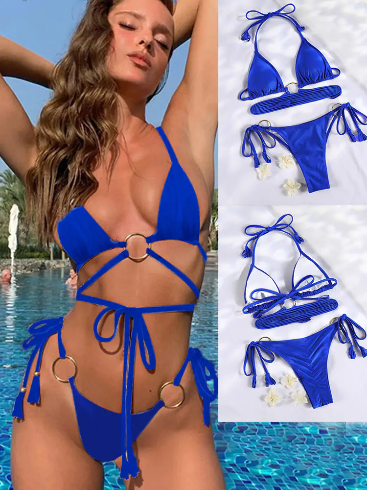 Sexy Triangle Double-Sided Bikini Set